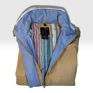Vintage 90s Hooded Barn Jacket | Tan Cotton Utility Parka Oversized S